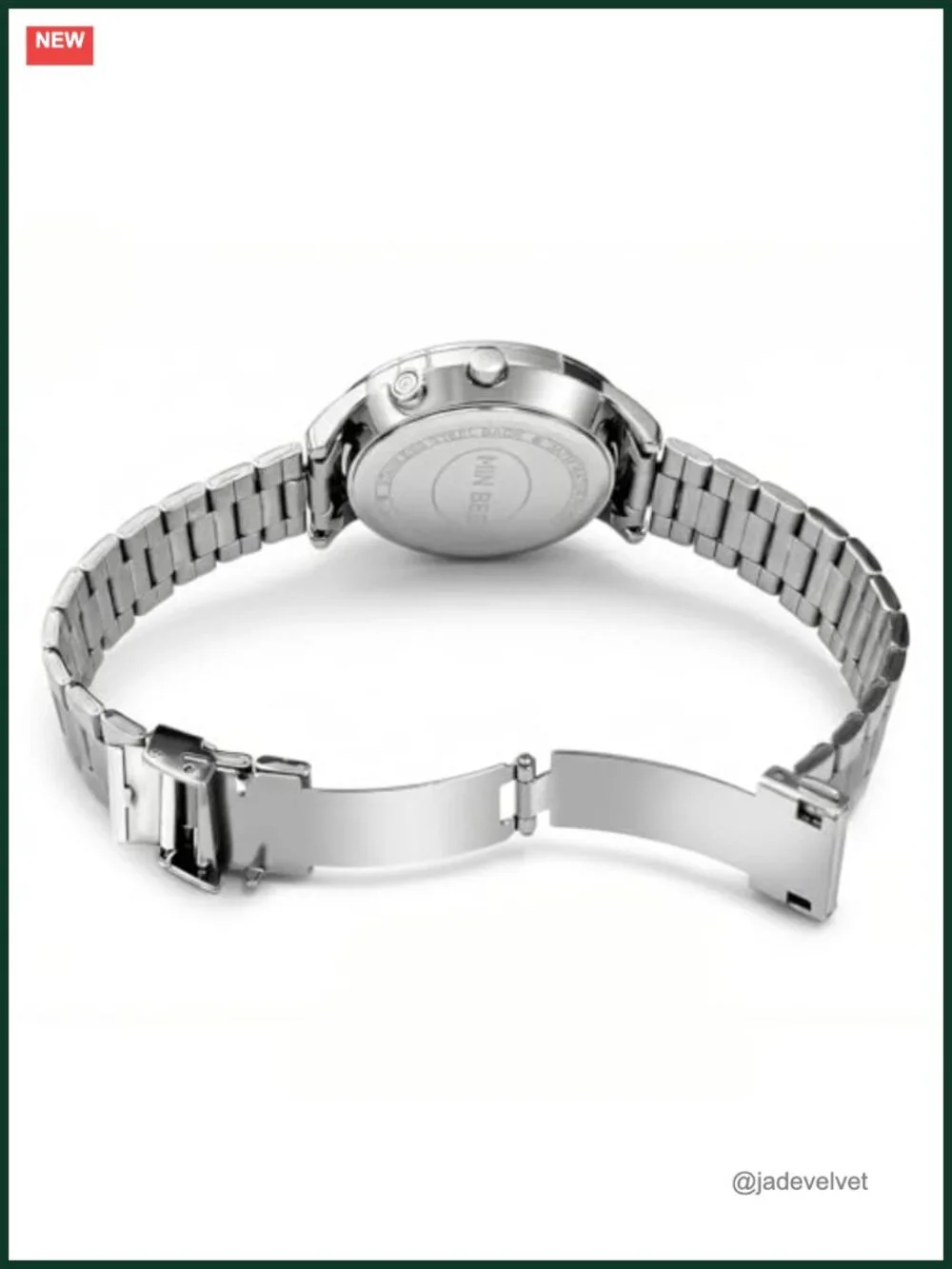 Digital Watch Large Face Wrist Watch Stainless Steel Band 30m Water Resistant